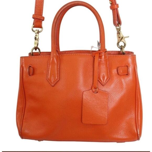 Samantha Thavasa Deluxe Two Way Bag Bright Orange Leather Statement Purse - Picture 1 of 11
